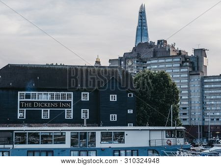 London, Uk - June 22, 2019: The Dickens Inn Pub In St. Katharine Docks, A Former Dock Converted Into