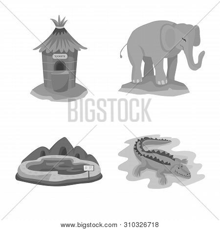 Isolated Object Of Zoo And Park Logo. Set Of Zoo And Animal Vector Icon For Stock.