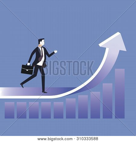Reach The Target. Businessman Running To The Target. Concept Business Vector Illustration Flat