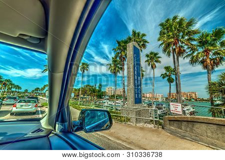 Driving On Clearwater Beach Sea Front. Florida, Usa
