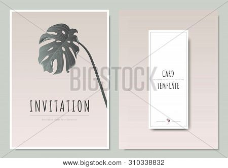 Split Leaf Philodendron, Minimal Invitation Card Template Design