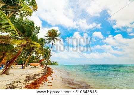 Clouds Over Bois Jolan Beach In Guadeloupe, French West Indies. Lesser Antilles, Caribbean Sea