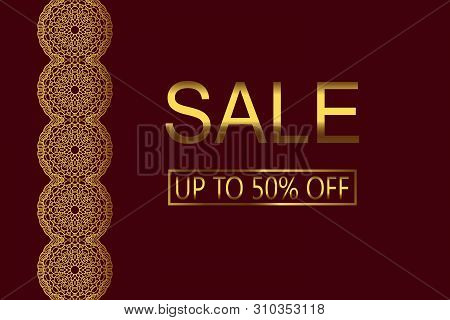 Autumn Sale Stories Template Design. Abstract Background With Golden Lace Border. Fall Sale, Social 