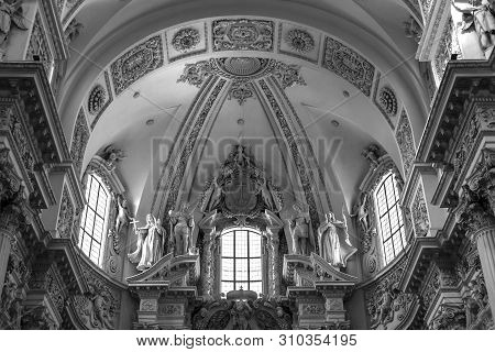 Munich, Bavaria, Germany - May 18, 2019. The Theatine Church Of St. Cajetan Was Built From 1663 To 1
