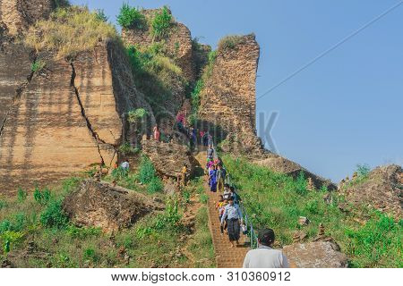 Mingun-myanmar, January 20, 2019 : Unidentified Tourists Come To Visit And Take Photographys At The