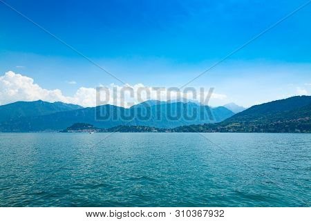 Beautiful Lake Como And Alp Monutains In Lombardy, Italy