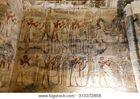 Scene From Abydos Temple In Madfuna, Egypt