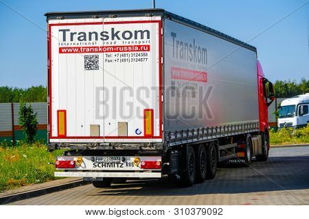 Warshaw region, Poland - June, 30, 2019: truck on a parking in Poland
