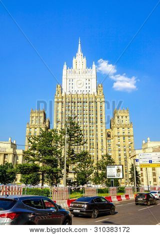 Moscow, Russia, June -2019: Building MID of Russia, Ministry of Foreign Affairs of the Russian Federation.