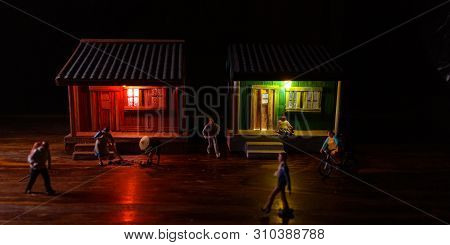 Simple Photo Conceptual, Village People Start To Doing Activity In The Very Early Morning, With Blac