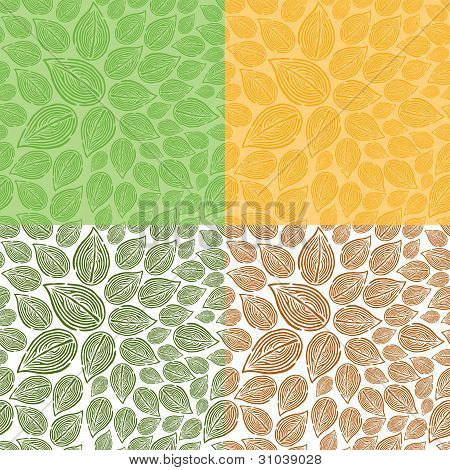 Seamless Doodle Leaf Pattern