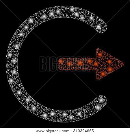 Glossy Mesh Logout With Sparkle Effect. Abstract Illuminated Model Of Logout Icon. Shiny Wire Frame 