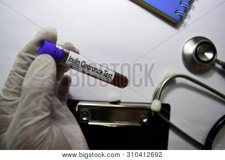 Inulin Clearance - Test Text On Top View Isolated On White Background. Healthcare/medical Concept