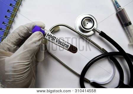 Mmr Vaccine Text On Top View Isolated On White Background. Healthcare/medical Concept