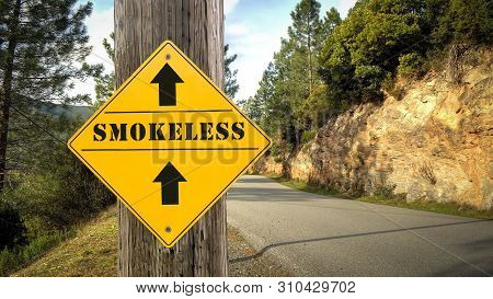 Street Sign The Direction Way To Smokeless