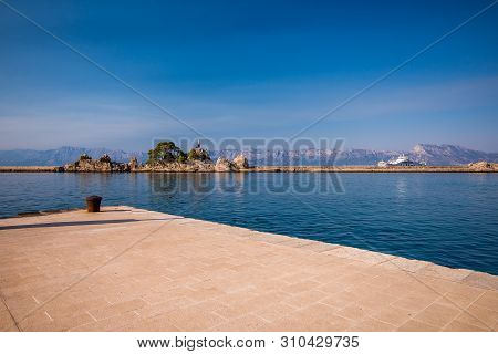 Statue In Port Small Vilage Trpanj In Dalmatia, Croatia; Peljesac Peninsula