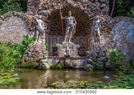 Neptune Fountain In Trsteno Arboretum, Dubrovnik, Dalmatia, Croatia