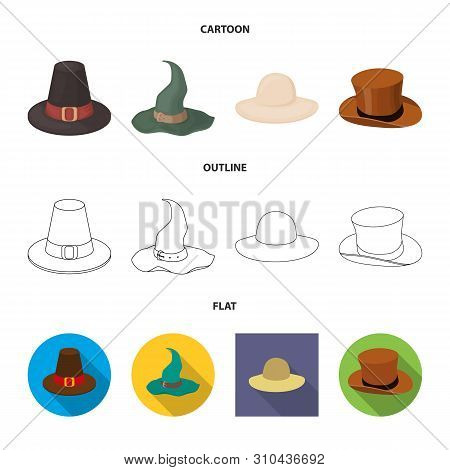 Vector Design Of Hat And Cap Icon. Set Of Hat And Model Vector Icon For Stock.