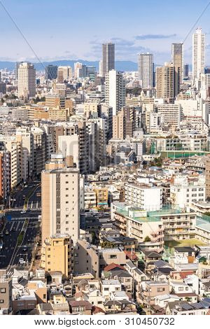 aerial view of Tokyo skylines and skyscrapers buildings in Shinjuku ward in Tokyo. Taken from Tokyo Bunkyo civic center observatory sky desk. 