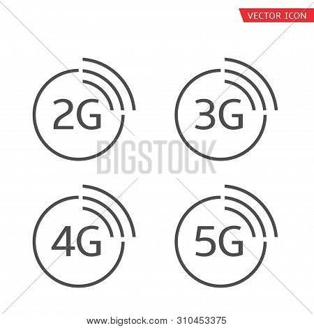 2g 3g 4g 5g Icon Set Wi-fi Technology Icons Vector Illustration