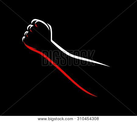 Vector Clenched Fists Male Hand Fight Mma, Wrestling, Kick Boxing, Karate Sport Night Cage Show Illu