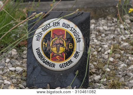 Sint Gillis Waas, Belgium, 08 July 2019. Plaque Of A Belgian Veteran1940-1945 Headed. Here Rests An 