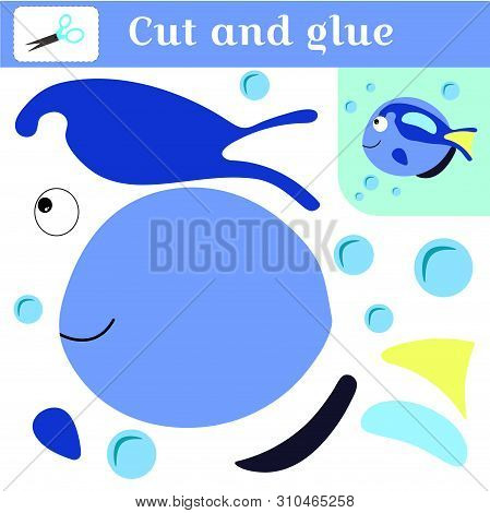 Cut Out And Glue. Paper Stitches Game For Preschoolers. Puzzle - Applique. Handmade To Create A Fish