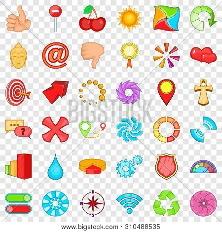 Arrow Icons Set. Cartoon Style Of 36 Arrow Vector Icons For Web For Any Design