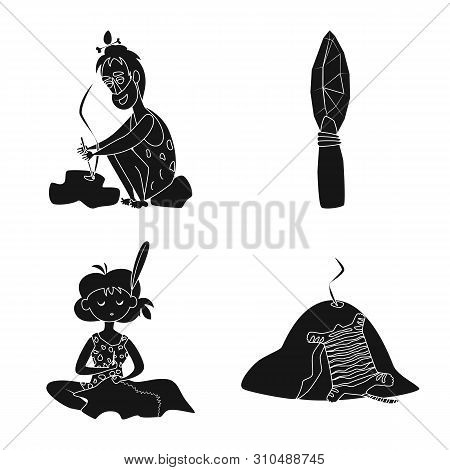 Vector Design Of Sapiens And Development Sign. Set Of Sapiens And Age Vector Icon For Stock.