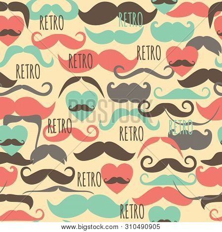 Retro Seamless Surface Pattern With Retro Moustage