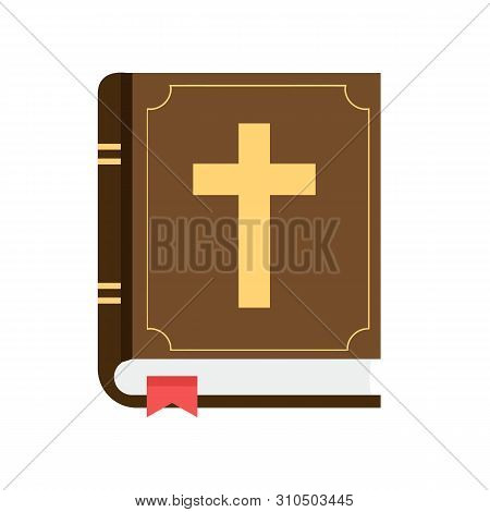 Bible Flat Design Isolated On White Background. Christian Holy Bible Book Icon. Vector Stock.