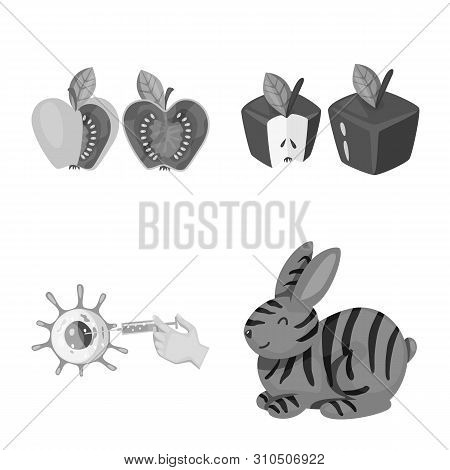 Bitmap Design Of Transgenic And Organic Icon. Set Of Transgenic And Synthetic Stock Symbol For Web.