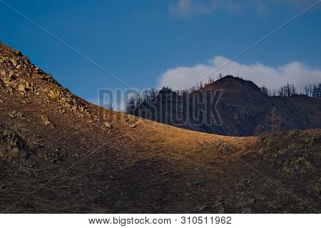 Russia. Mountain Altai. The Surrounding Mountains Regional Center Onguday Along Tchuisky Highway.