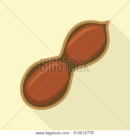 Peanut Half Shell Icon. Flat Illustration Of Peanut Half Shell Vector Icon For Web Design