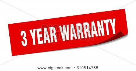 3 Year Warranty Sticker. 3 Year Warranty Square Isolated Sign. 3 Year Warranty