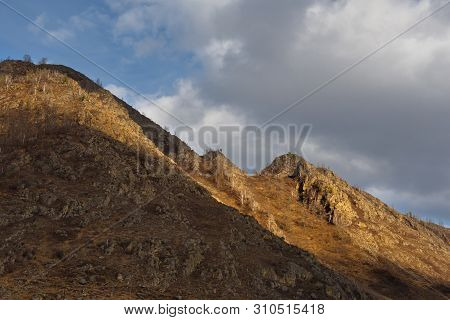 Russia. Mountain Altai. The Surrounding Mountains Regional Center Onguday Along Tchuisky Highway.