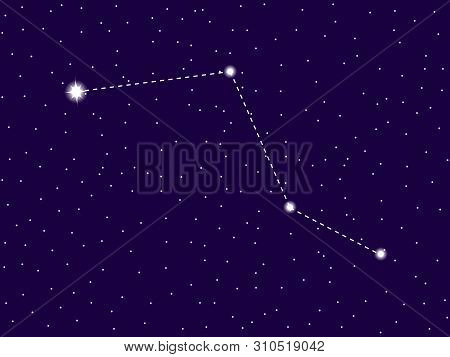 Caelum Constellation. Starry Night Sky. Cluster Of Stars And Galaxies. Deep Space. Vector Illustrati