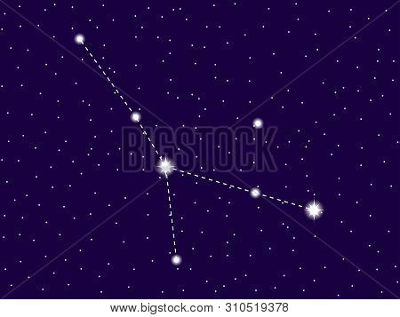Cancer Constellation. Starry Night Sky. Cluster Of Stars And Galaxies. Deep Space. Vector Illustrati