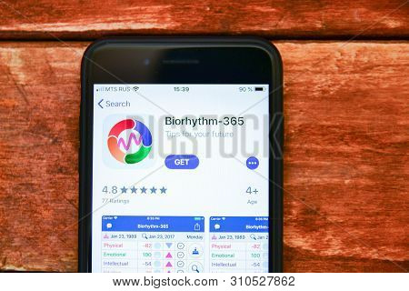 Stavropol, Russian Federation. July 9,2019. Smartphone With Mobile Application Biorhythm - 365
