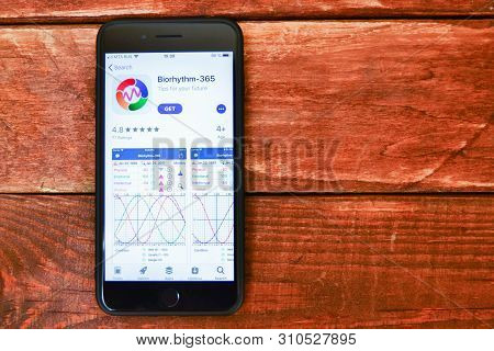 Stavropol, Russian Federation. July 9,2019. Smartphone With Mobile Application Biorhythm - 365