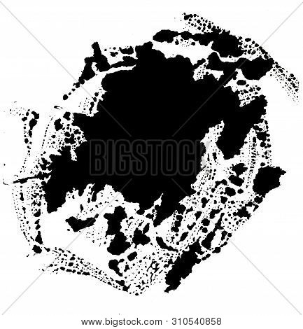 Art Of Watercolor. Abstract Black Blot On White Background In Ink Style. Ink Drop. Gray Color. Abstr