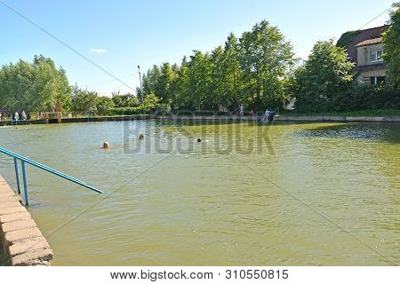 Slavsk, Russia - June 22, 2019: The Outdoor Pool With Mineral Water Of The German Construction. Kali