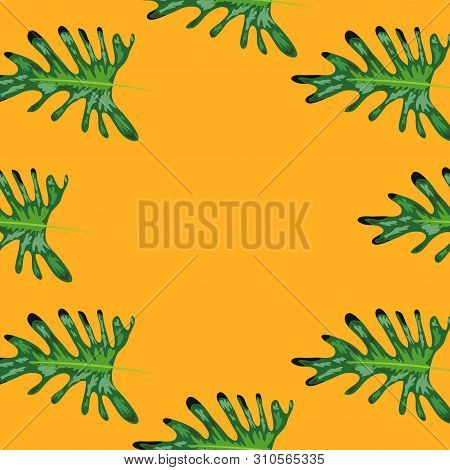 Seamless Vintage Floral Pattern. Exotic Leaves. Botanical Classic Illustration. Green