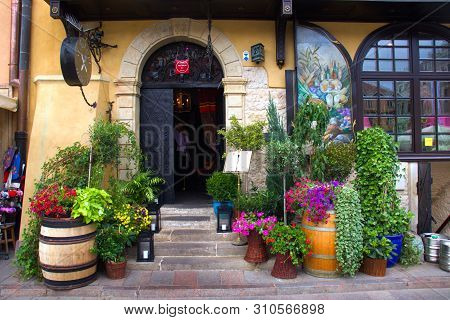 Warsaw, Poland. July 5, 2019. Exterior Design Made From Flowers