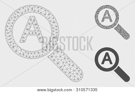 Mesh Zoom Auto Scale Model With Triangle Mosaic Icon. Wire Frame Polygonal Mesh Of Zoom Auto Scale. 