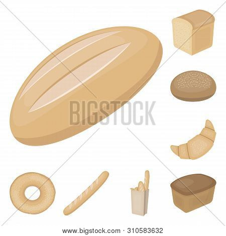 Types Of Bread Cartoon Icons In Set Collection For Design. Bakery Products Bitmap Symbol Stock Web I