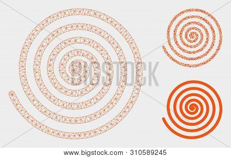 Mesh Hypnosis Model With Triangle Mosaic Icon. Wire Frame Polygonal Mesh Of Hypnosis. Vector Mosaic 