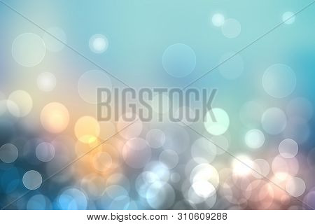 Abstract Underwater Illustration. Nice Abstract Gradient Turquoise Blue Bokeh Circles From Unterwate