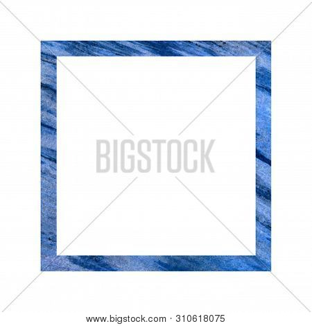 Square Blue Frame On A White Background. Registration Of Wedding Albums For Photos, Registration Of 