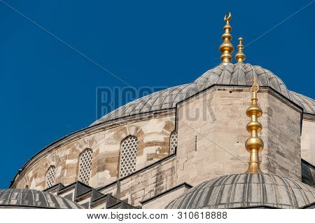 Blue Mosque, Sultanahmed Camii Architectural Details In Istanbul, Turkey